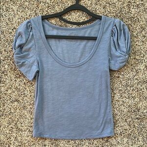 Women's Blue Puff Sleeve Top